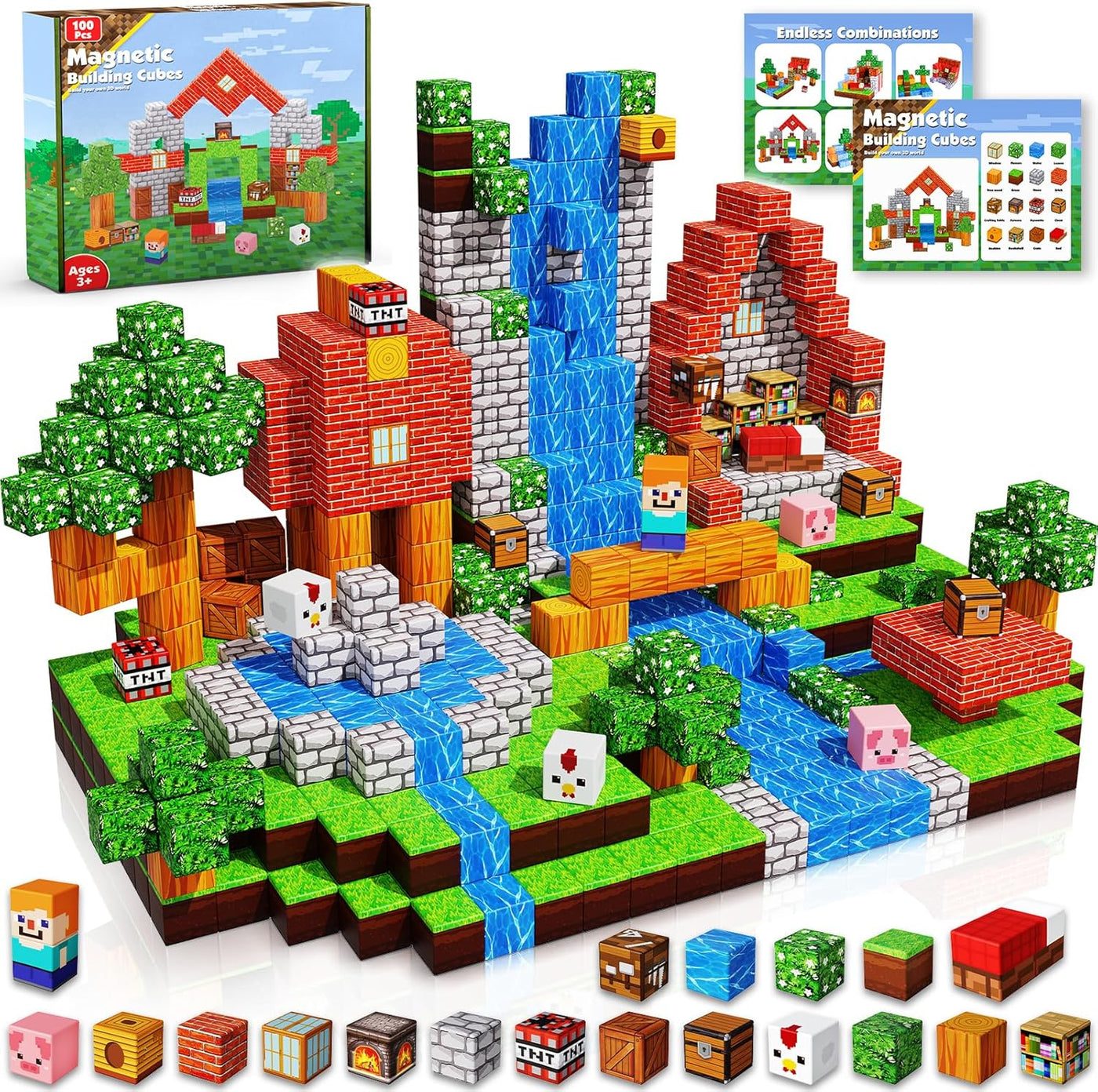 Forest Village (100 pcs) Minecraft Magnetic Building Blocks Set
