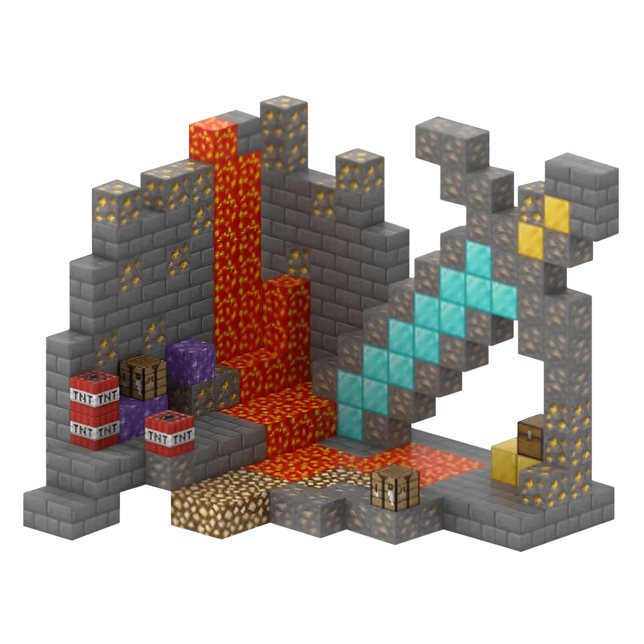 Cave Exploration (268 Pcs) Minecraft Magnetic Building Blocks Set