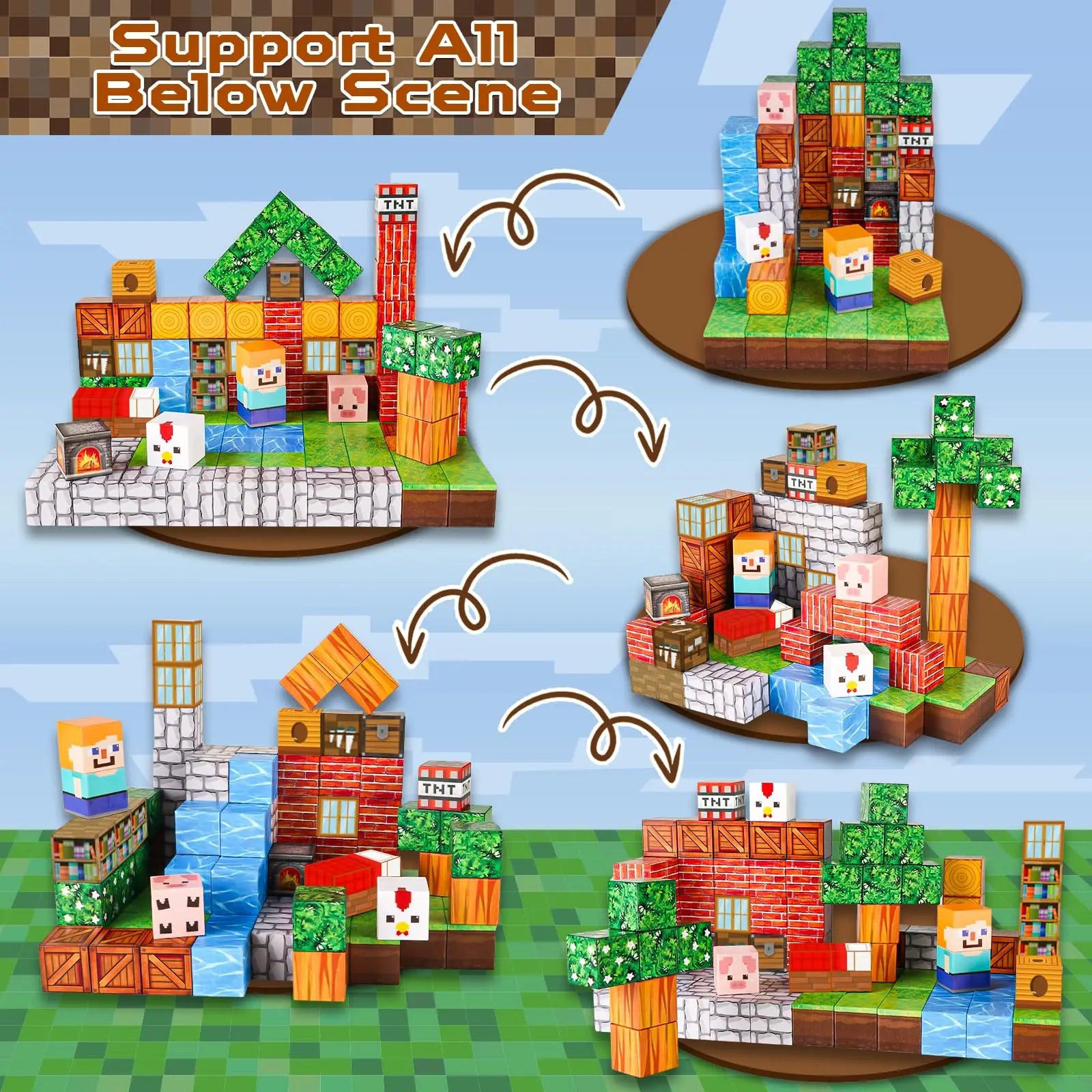 Forest Village (100 pcs) Minecraft Magnetic Building Blocks Set