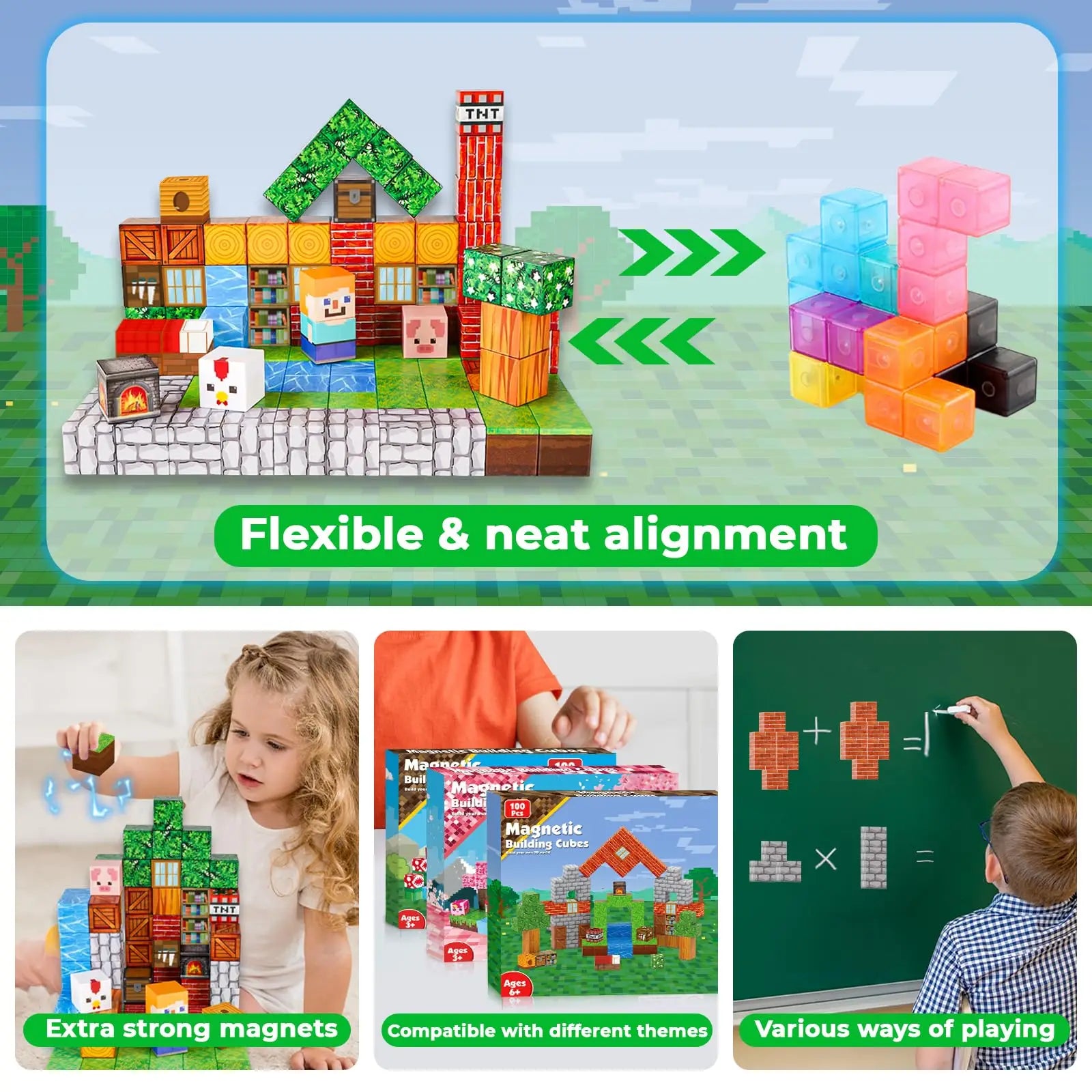 Forest Village (100 pcs) Minecraft Magnetic Building Blocks Set
