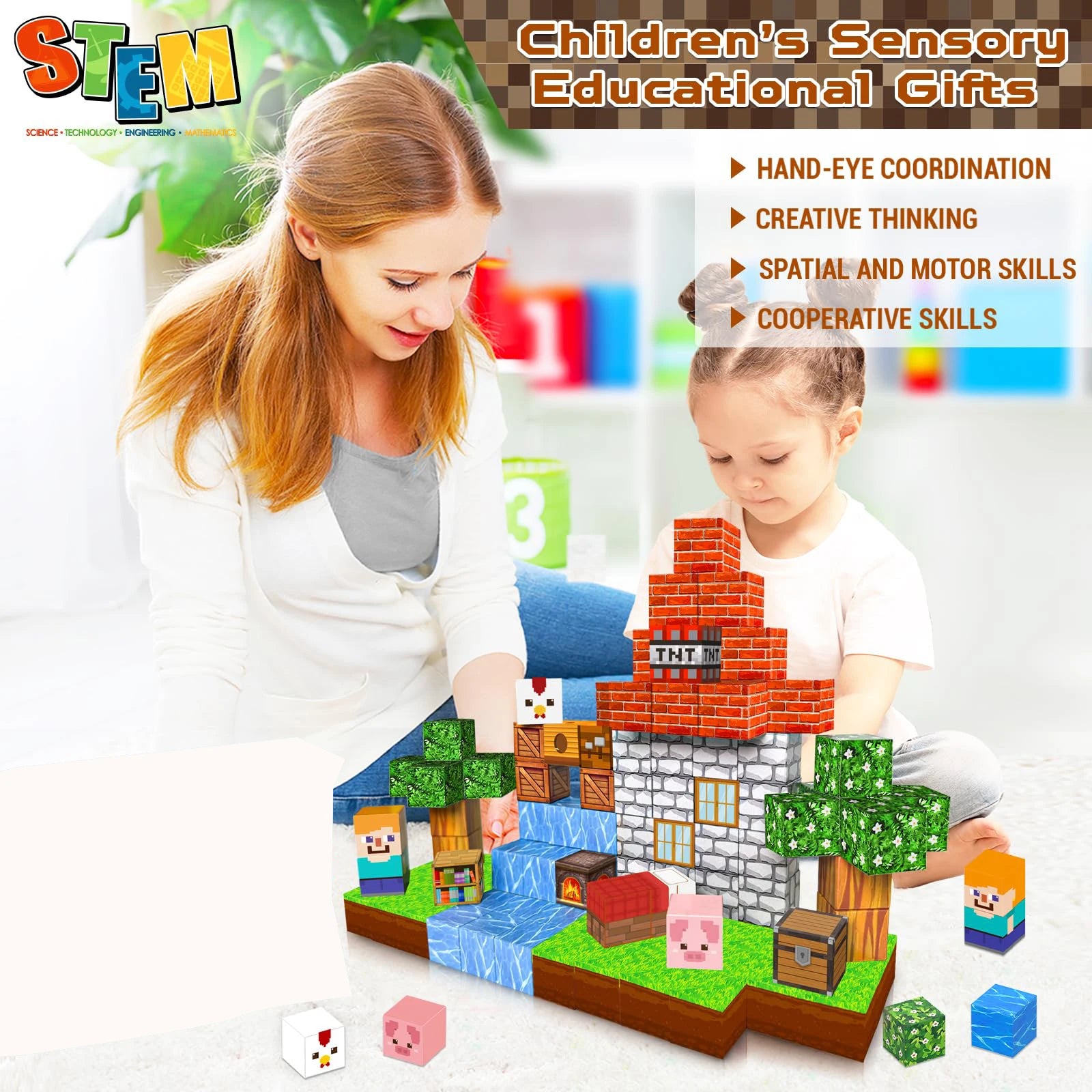 Forest Village (100 pcs) Minecraft Magnetic Building Blocks Set
